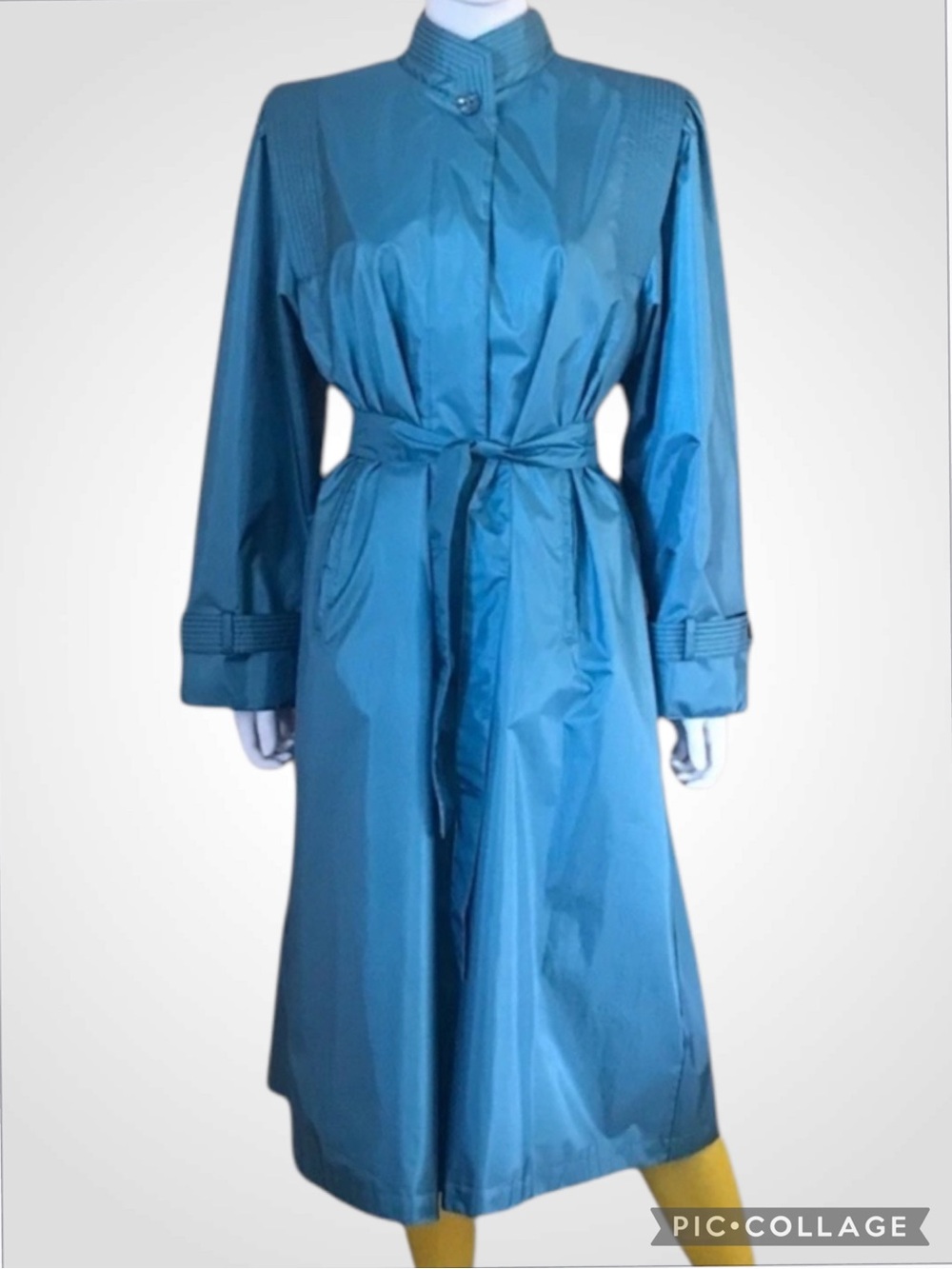 Fleetstreet Vintage Cobalt Blue Belted Trench Rain Coat Size 8